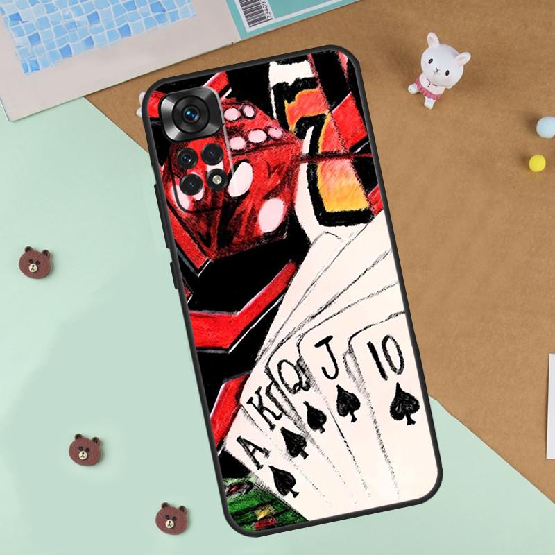 Poker Playing Card Case For Xiaomi Redmi Note 13 12 11 9 10 14 Pro 10S 11S 12S Cover For Redmi 13C 10C 12C 14C