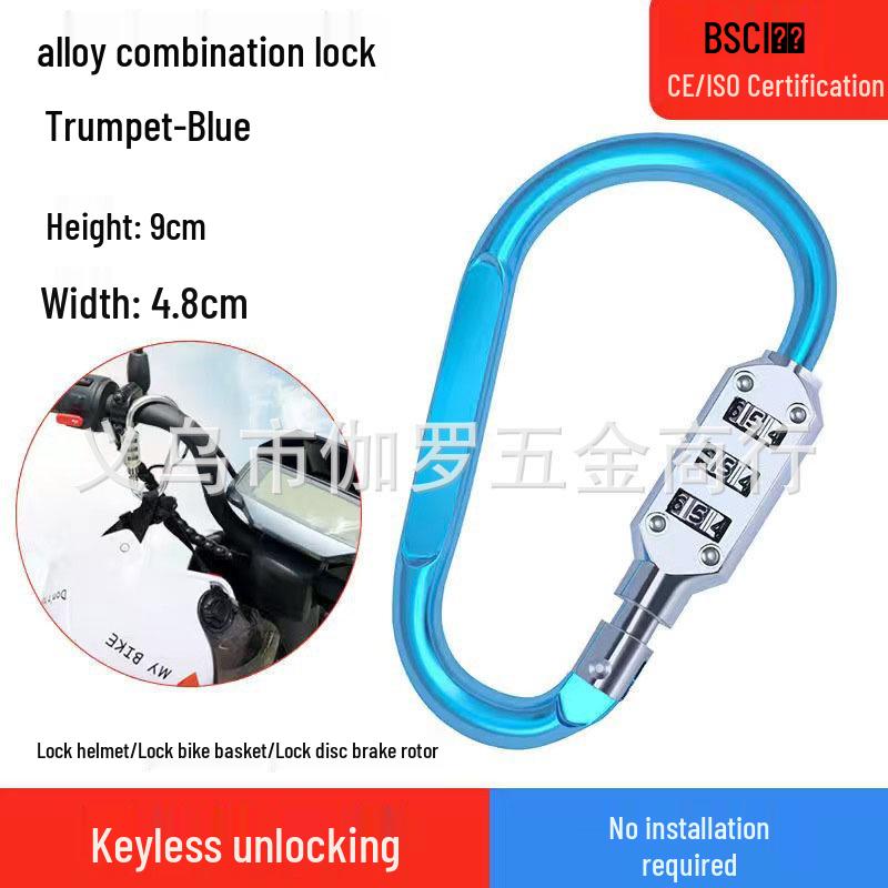 Helmet D-Type Universal Combination Lock for Bikes and Motorcycles