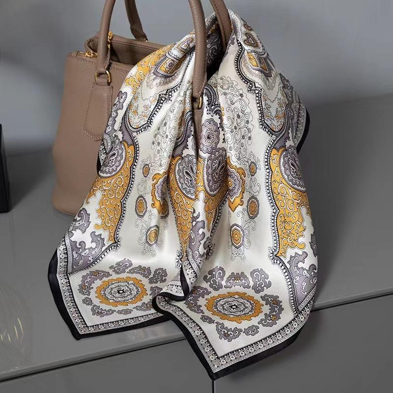 68Cm Chinese Style Cashew Printed Scarf Women'S Autumn Winter Polyester Fiber Scarf Fashion Warm Headscarf Shawl Neck Protection