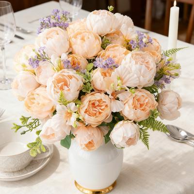 Artificial Flowers Silks Peony Roses Outdoor Wedding Party Bridal Bouquets Home Room Vase Garden Yard Room Decora Diy Gifts Box