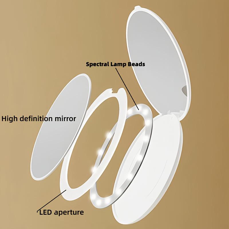 Foldable LED Magnifying Makeup Mirror - 2x, 5x, 10x