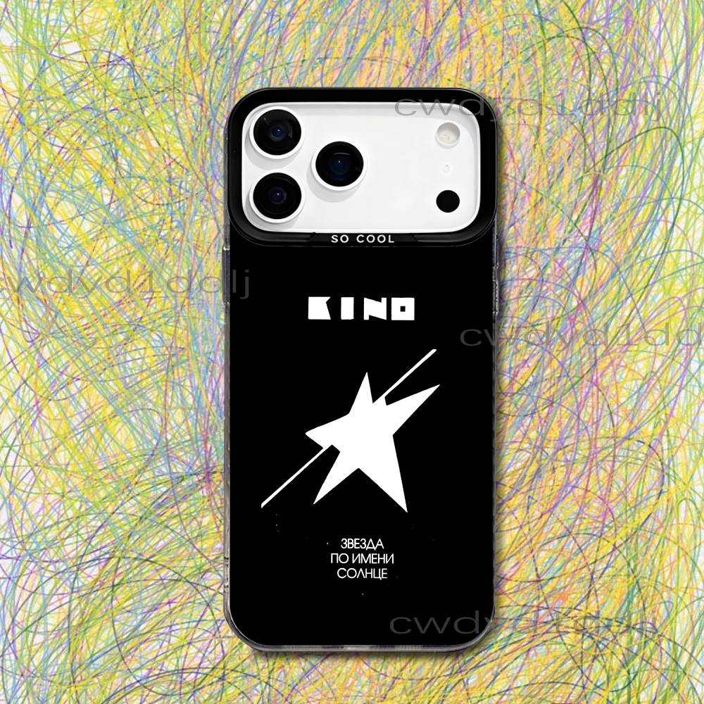 Band K-Kino Viktor Tsoi Phone Case For iPhone 17,16,15,14,13,12,11,X,8,7,Pro,Max,Plus,SE4,Air,Mini IMD Gray Hard Matte