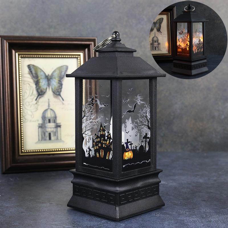 Halloween LED Flame Flickering Oil Lamp Battery Operated Spooky Decor Haunted House Prop Tabletop Centerpiece for Bar Party