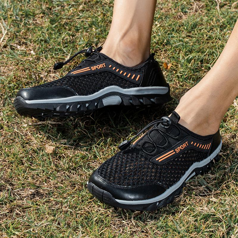 Fashion Men's Outdoor Casual Shoes Mesh Upper Breathable Walking Flats Breathable Sneakers Comfortable Hiking Shoes Male Travel Footwear