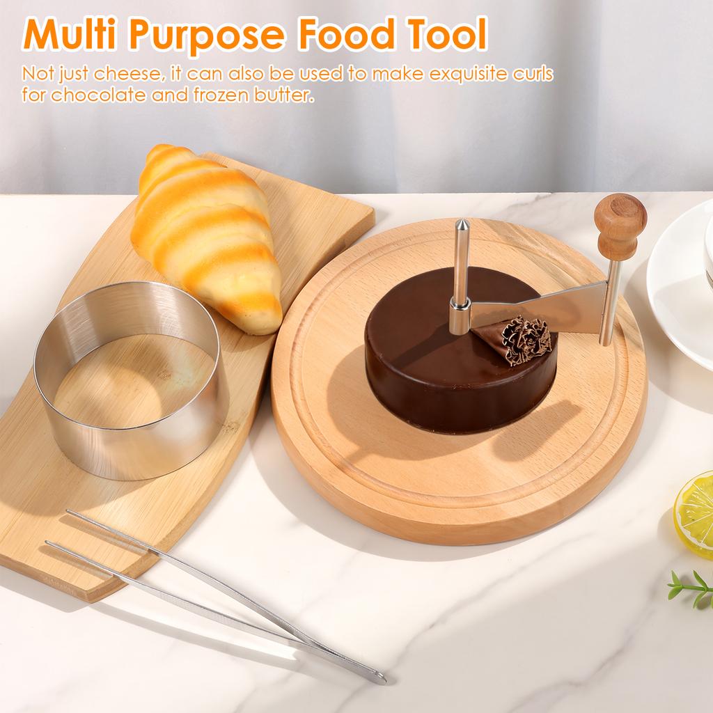 Cheese Curler with Stainless Steel Cheese Slicer Rust-Proof Wheel Cutter Heavy Duty Cheese Shaver Tools Flower Cutter