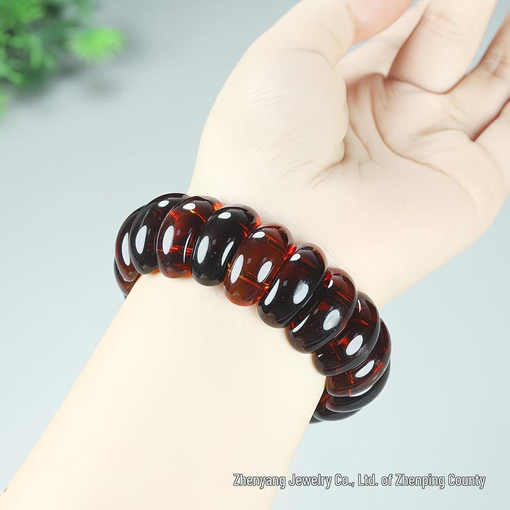 Myanmar Red Blood Vein Amber Hand String Unisex Resin Honey Brown Wax