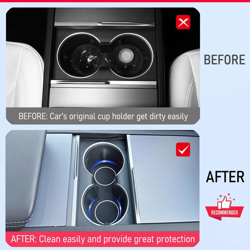 Für Tesla Model Y Juniper Getränkehalter-Einsatz 2025 2026 Model 3 Highland Mittelkonsolen-Getränkeuntersetzer-Pads Model 3 Model Y Zubehör