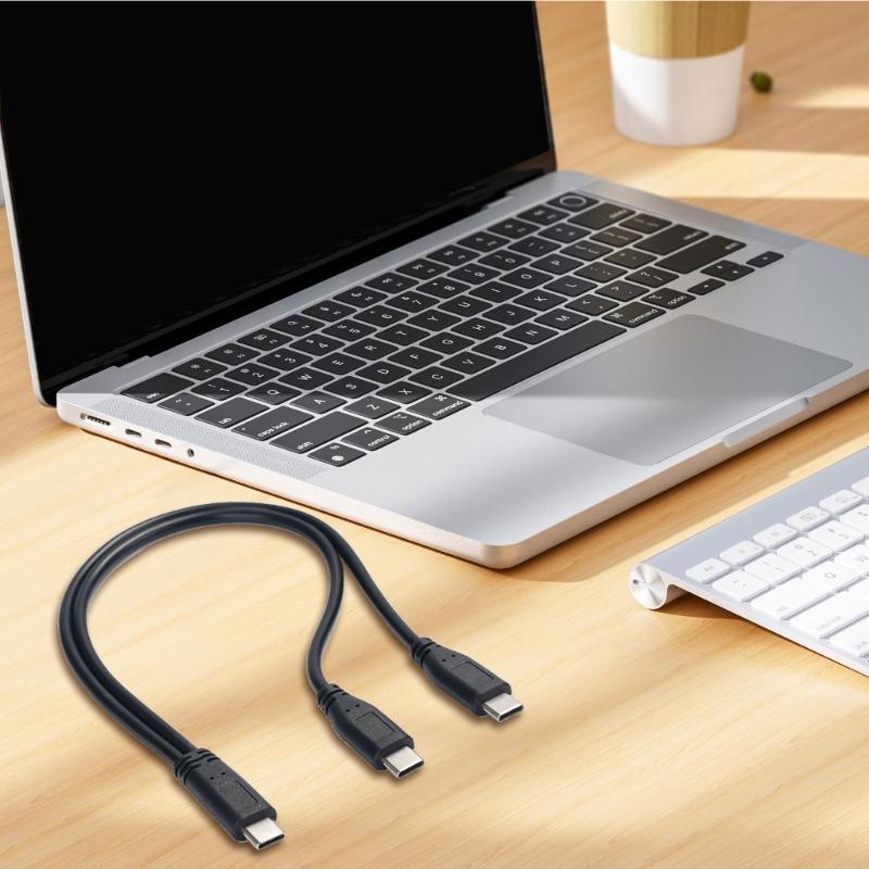 30cm USB Type C To Two Type C Male Cable Fast Speed Charging Cord for Smartphones and Tablets Power Supply