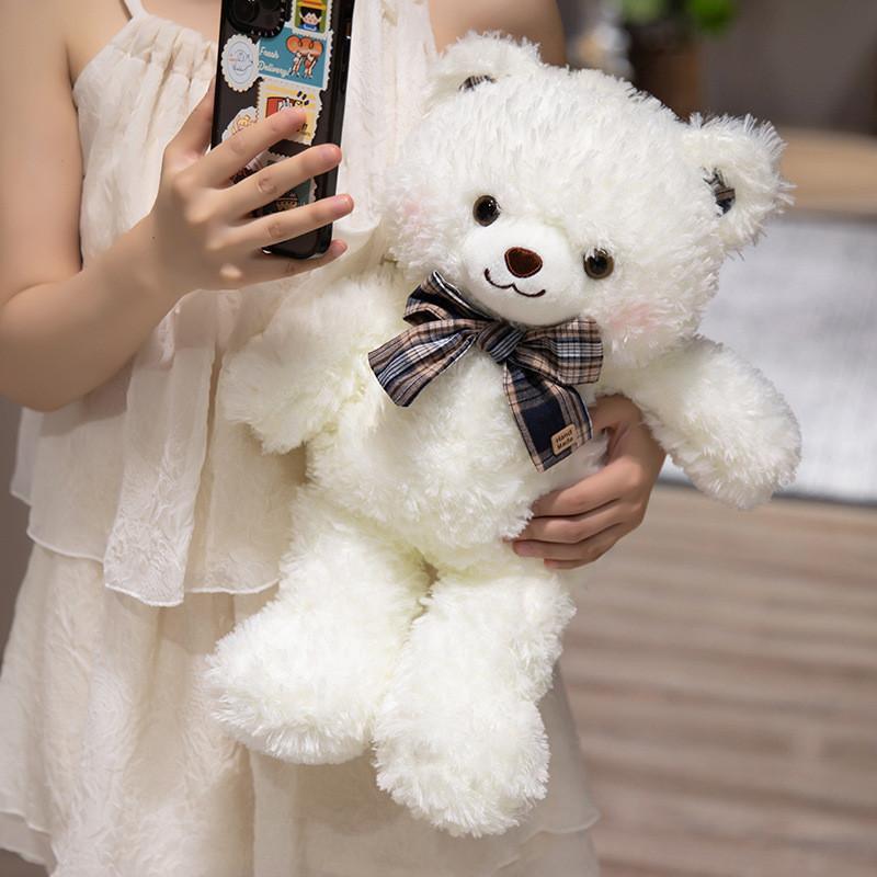 Adorable Brown And White Bow Tie Teddy Bear Plush Doll Perfect For Gifts And Promotions