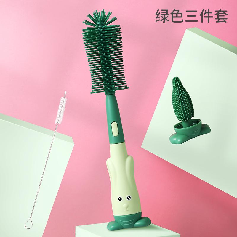 High Quality Household Silicone Manual Soft Baby Bottle Cleaning Brush Set