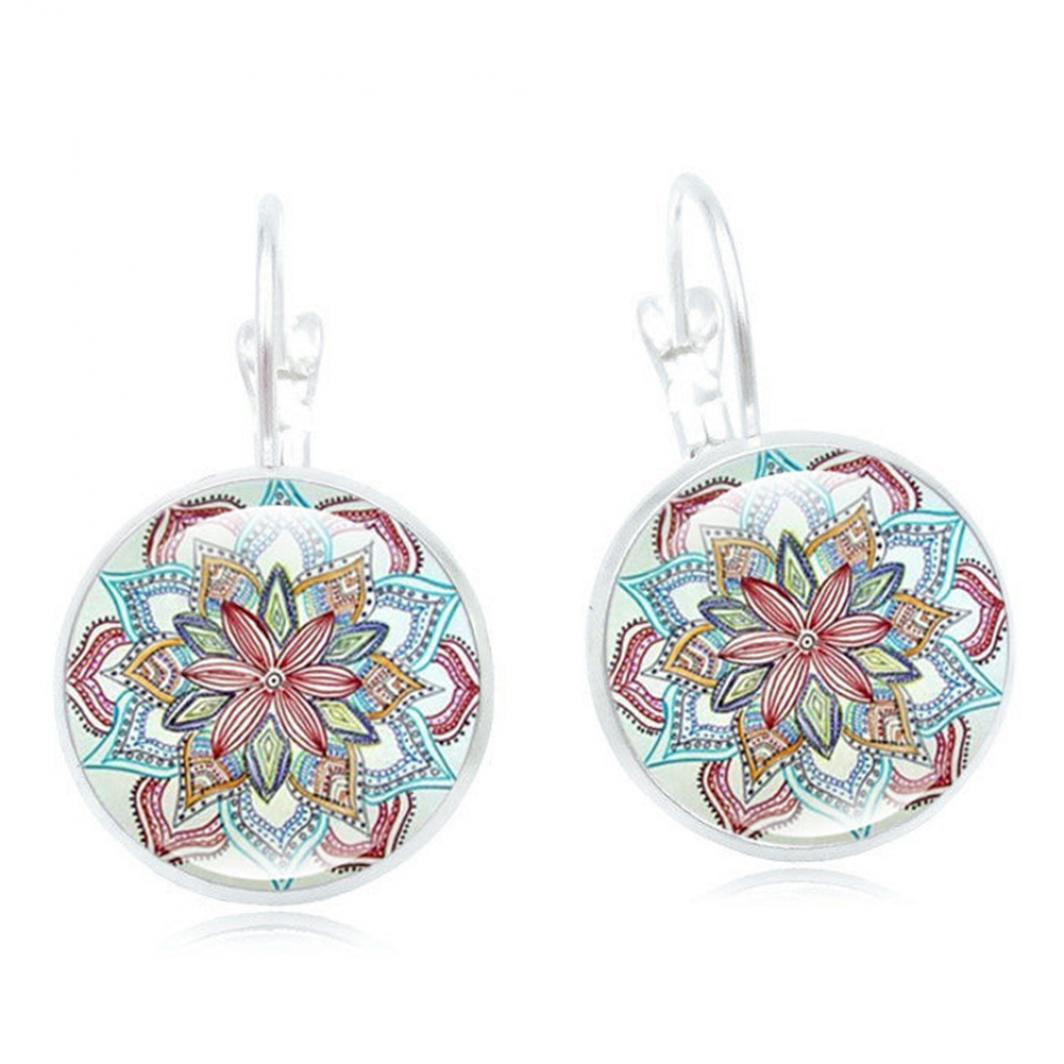 

Винтажные уникальные женские серьги-крючки из сплава с цветком мандалы, женские украшения для ушей, подарок MIT