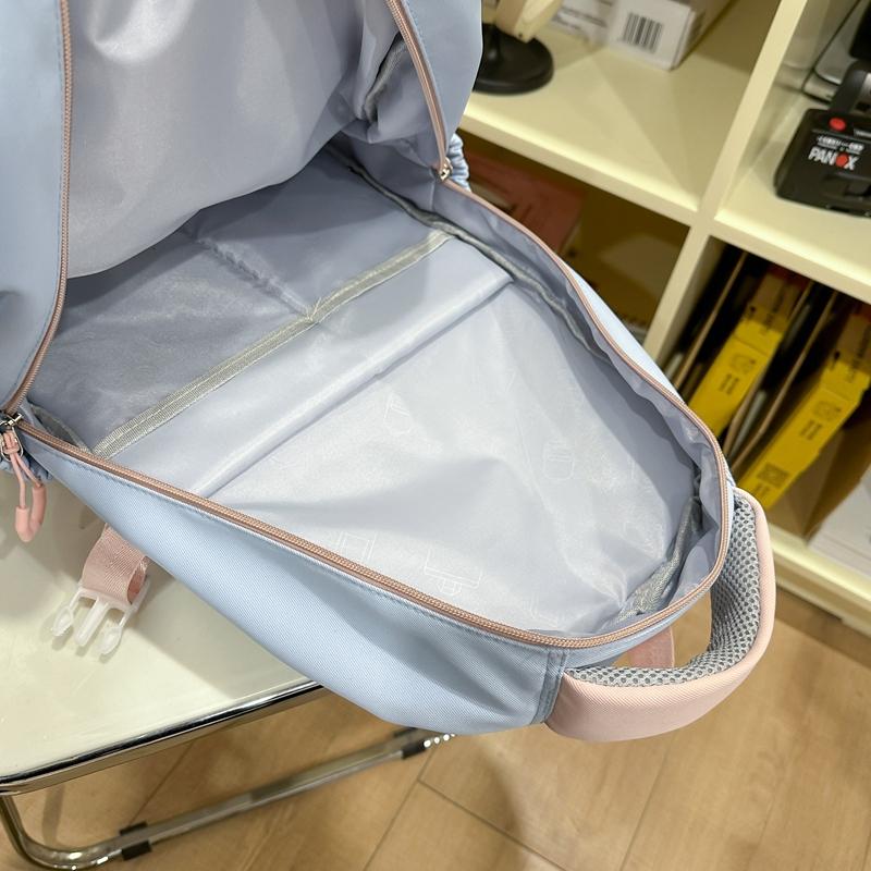 Large Capacity Student Schoolbag Women's Cat Pattern Backpack Color Contrast Backpack with Coin Purse