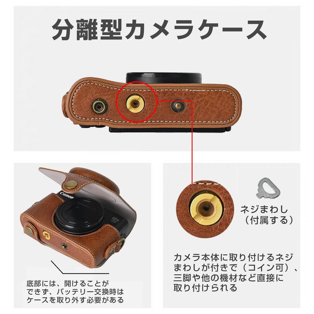 BEADY Camera Case for Canon PowerShot SX720 SX730 and SX740 PU Leather Protective Cover with Shoulder Brown HS, HS, HS, Strap,