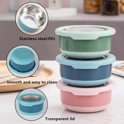 Frischhaltebox Edelstahl Lebensmittelversiegelungsschüssel Verbrühschutz Lunchbox mit Deckel Küchen Lebensmittelversiegelungsschüssel Frischhaltebox