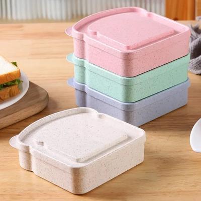 Toast Shaped Portable Lunch Box Sandwich Silicone Bento Box with Lid Student Office School Outdoor Lunch Box Food Container