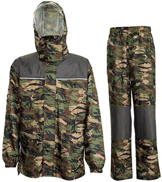 [Winter Cherry] Rain Suit with Full Mesh Lining, "Rain Strong " Waterproof Jacket & Pants Set, Green, Size M