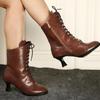 Women's Short Boots, Booties With Side Zipper, Closed Toe, Chunky Mid Heel Shoes