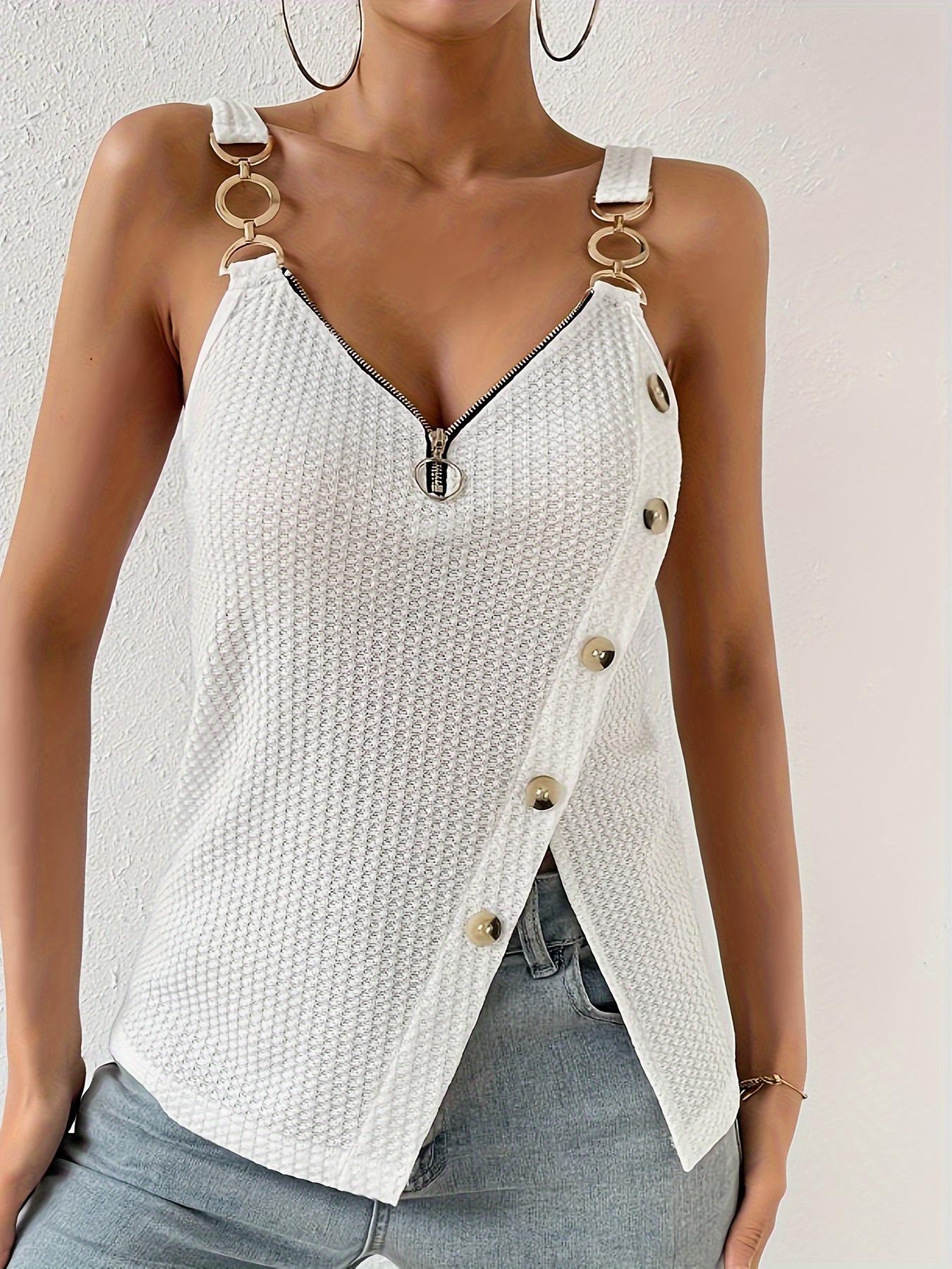 

Niche Plus Size European & American Style Metal Ring Tank Top 5XL