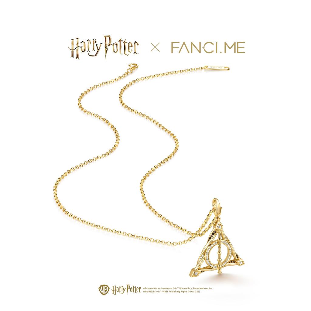 Harry Potter x Collaboration Deathly Hallows Necklace - Harry Potter K18 Gold Plated Brass - Perfect for Halloween and Christmas Gifts
