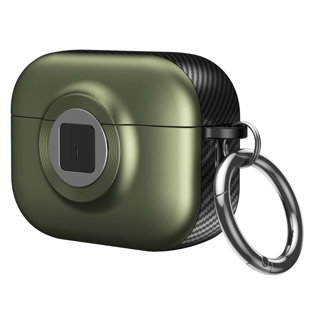 

For Airpods Pro3 Case With Secure Lock Cover Camera Shape For AirPods Pro 3 Cases TPU PC Headphone Sheath With Keychain зелений