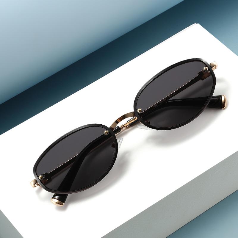 9021 Retro Oval Metal Frame Sunglasses – Unisex Hip-Hop Style