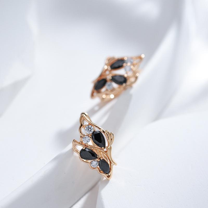 Abstract Butterfly Earrings For Women Black Natural Zircon With  Rose Gold Color High Quality Daily Fine Jewelry