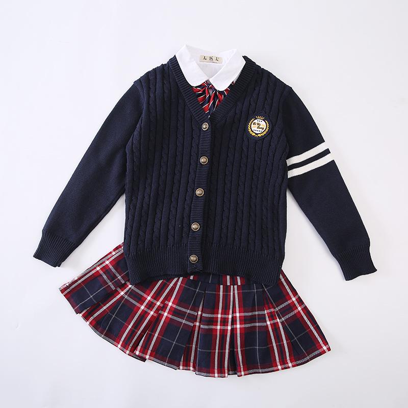 2025 Spring & Fall Elementary School Knitted Cardigan Uniform Set for Boys & Girls