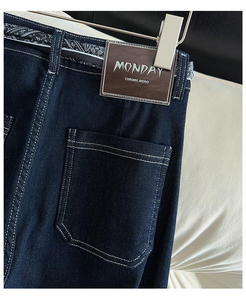 Damskie jeansy z wysokim stanem, dżinsowe, niebieskie, z szerokimi nogawkami - Moda Wiosna/Jesień 2025, Wyszczuplające spodnie codzienne z prostymi nogawkami.