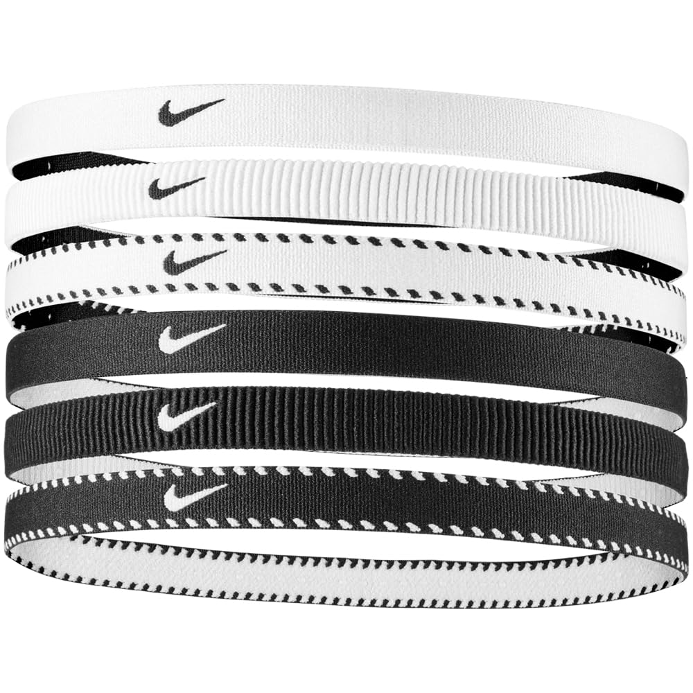 Nike Flex Classic Pannebånd, 6-pakning, Hvit/Svart/Hvit, BN2003-189