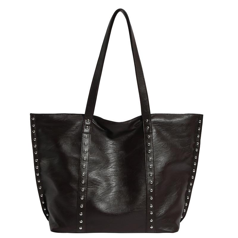 Borsa Tote in Ecopelle Borchiata Borsa a Spalla Oversize da Donna con Design Elegante Grande Capacità Borsa con Borchie