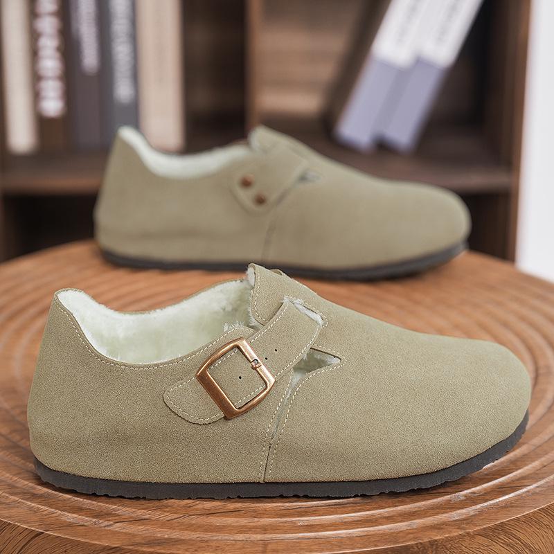 2025 Winter Cotton Warm Closed-Toe Birken Cork Slippers for Men & Women