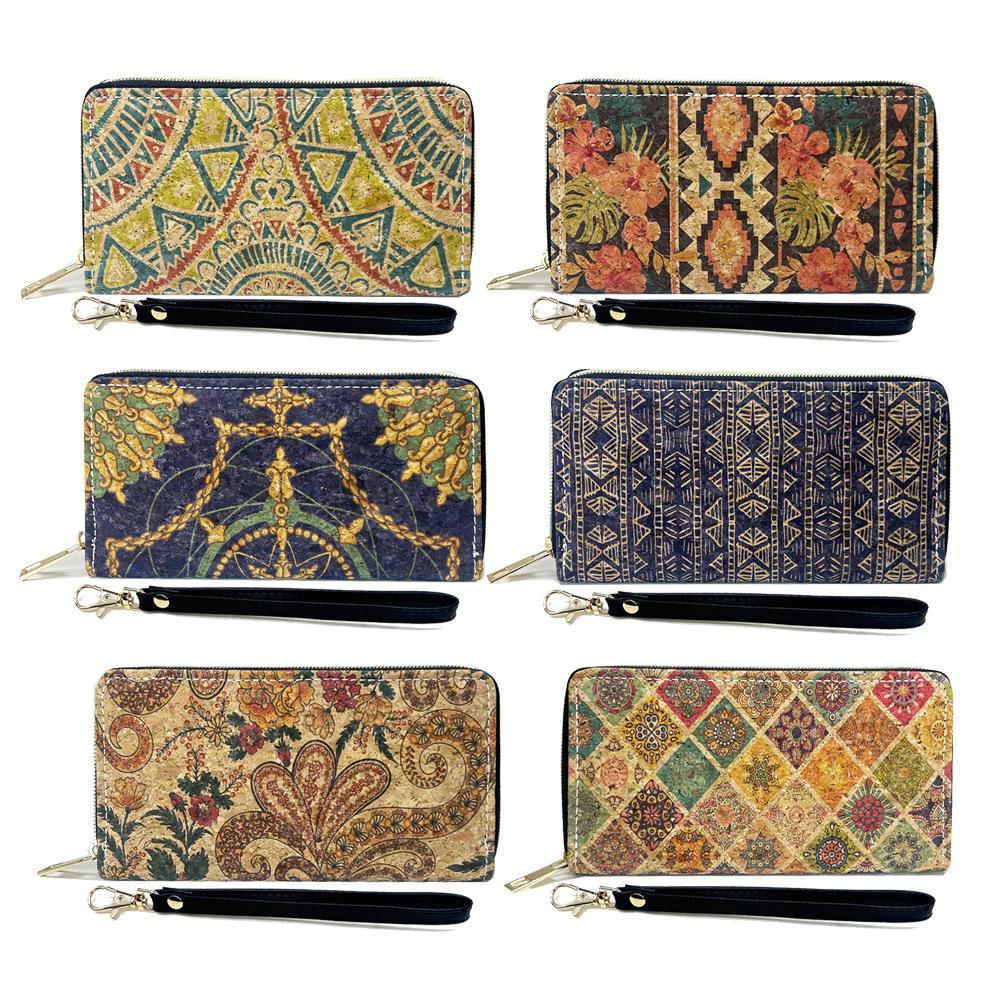 Generation Bohème Holzmaserung langes Reißverschluss Portemonnaie Clutch Tasche Kleingeldfach