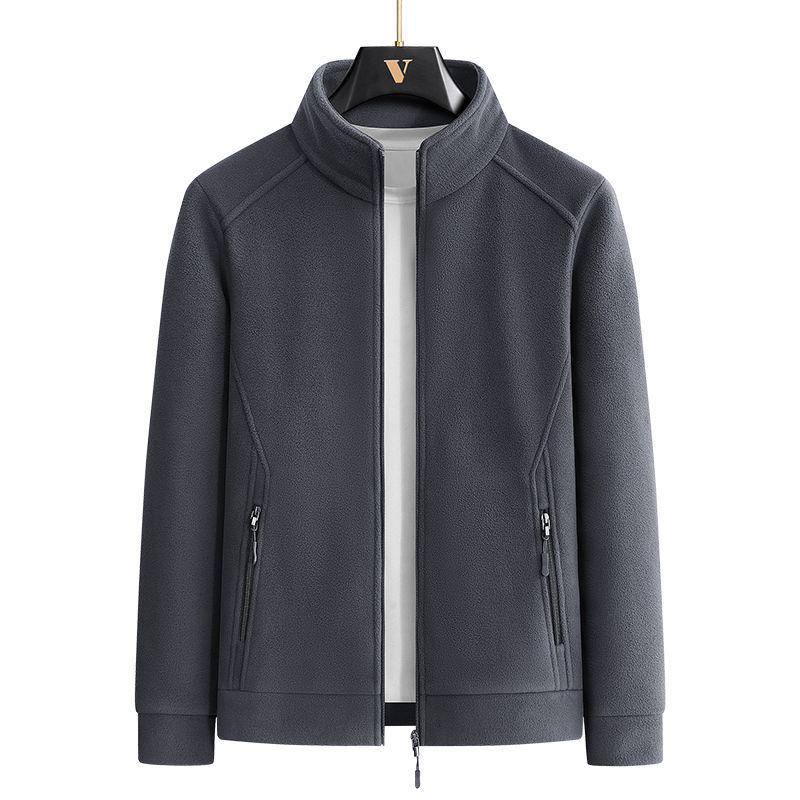 Men's Heavyweight Fleece Hoodie: Large Autumn/Winter Jacket for Middle-Aged & Elderly, Plus Velvet Lambswool Dad Wear