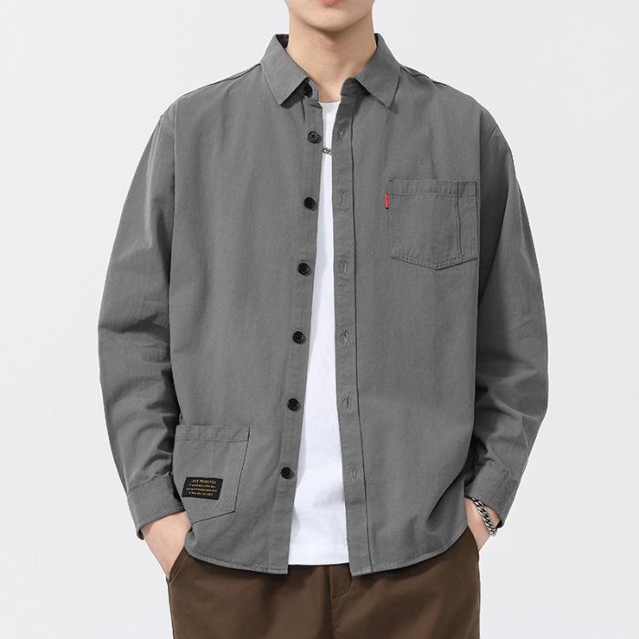 New Spring Solid Color Shirt Wears Men's Fashionable Casual Cotton Shirt