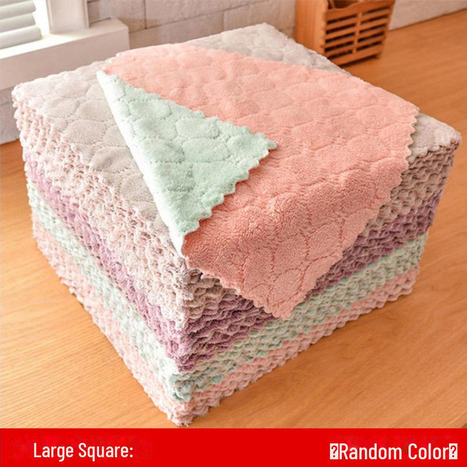 Thick Water Absorbent Kitchen Dish Cloth: Degreasing, Multifunctional, One-Piece