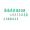 Nail Art Wearing Nail Short Green Wave White Flower Wearing Nail Art Nail Piece Wearing Nail Piece