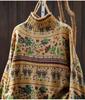 Women's Retro Style Printed Knit Sweater with Half-High Neck