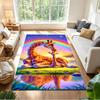 Giraffe Family Rainbow Sunset Non-Slip Home Carpet Design for Office Decor Living Room Bedroom Gift