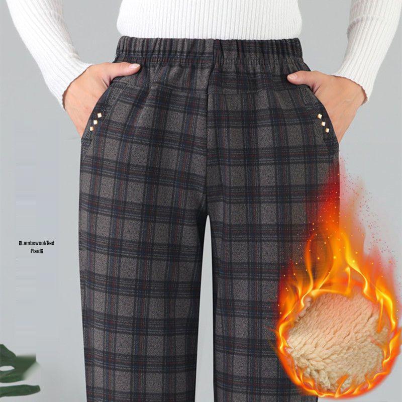 Women's High Waist Elastic Velvet Pants - Loose Straight Leg for Autumn/Winter