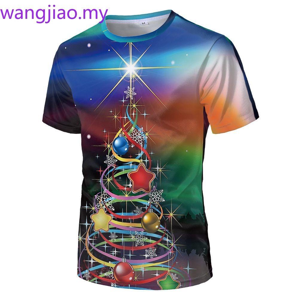 

Christmas tree snowman oversized T-shirt -3D printed casual street wear XS