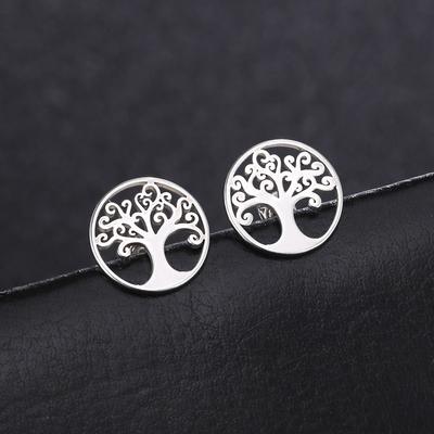 Tree of Life Stainless Steel Earrings Norse Mythology Yggdrasil Jewelry for Women Men World Peace Ear Studs Gift