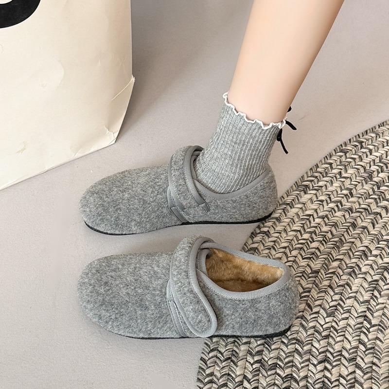 

Мягкие фетровые лоферы для женского зимнего тепла, плюшевая ПУ, женский дизайнерский бренд, туфли с ремешком и пряжкой для женщин, женская обувь 35 серый