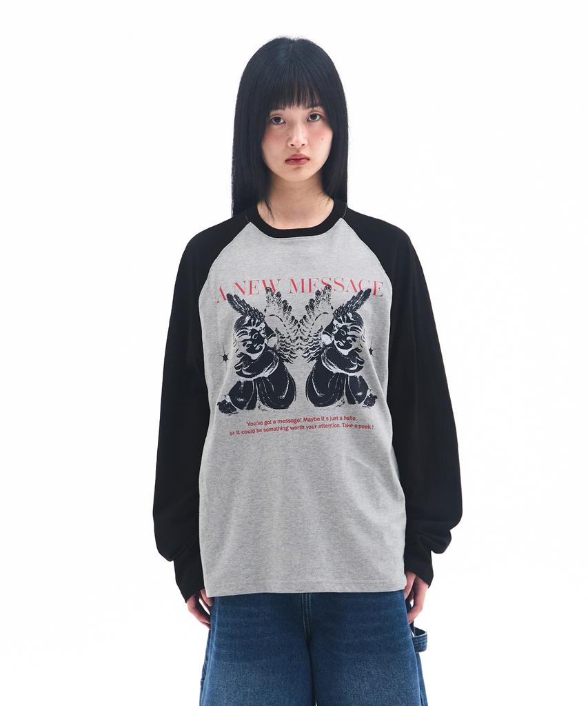 AMES-WORLDWIDE Angel Raglan Longsleeve Tee Gray