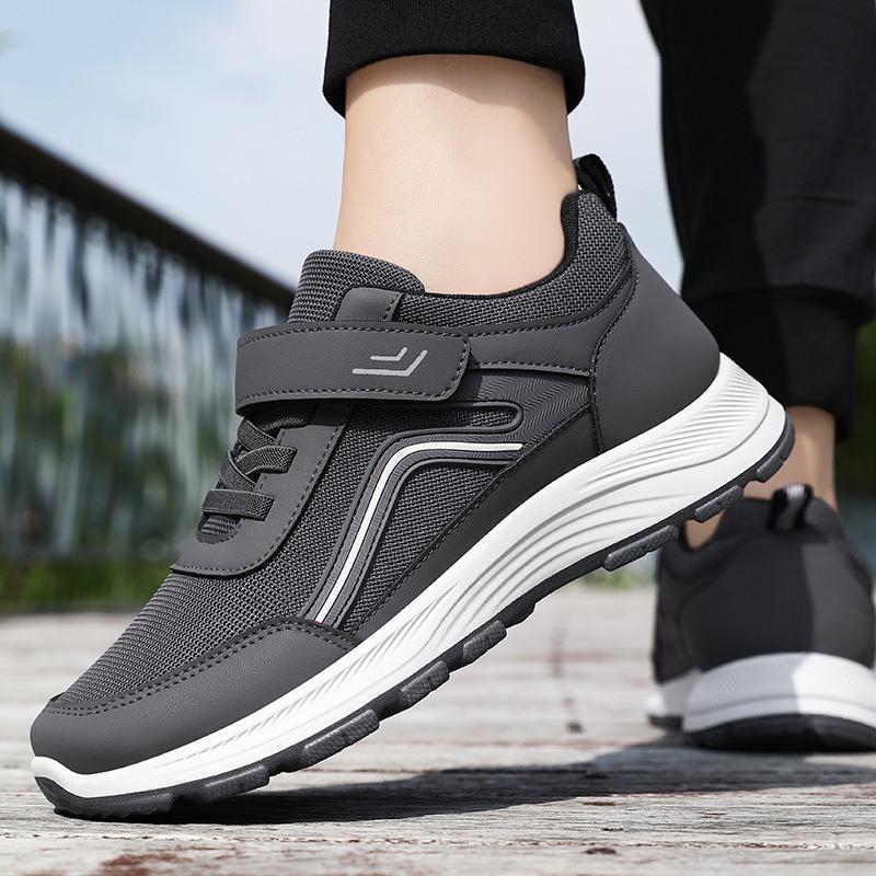 Men Elderly Walking Shoes Hook And Loop Casual Athletic Sneakers