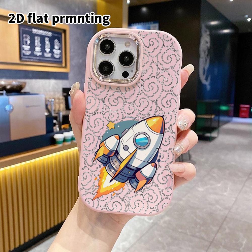 Phone Case: 2D Flat Design Suitable for iPhone 18 17 16 15 14 13 Pro Protective Case, Couple Style, Cartoon Rocket, Christmas and Halloween Gift