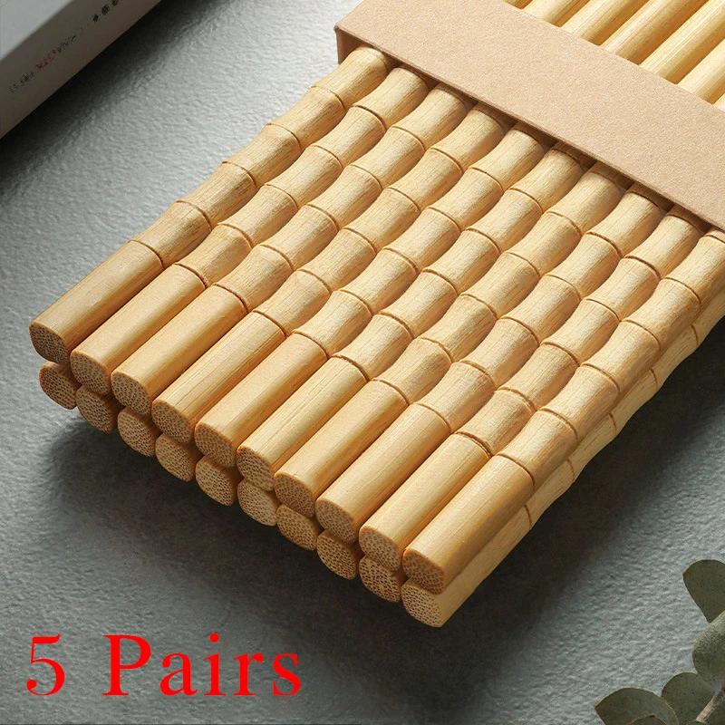 Premium Natural Bamboo Chopsticks with Crystal Tips Nanmu Bamboo Chopstick Set Mold-Resistant & Non-Slip Tableware