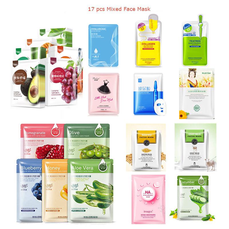 

17Pcs Смешанный тип маски для лица Гидратация Увлажняющий Уход за кожей управления маслом