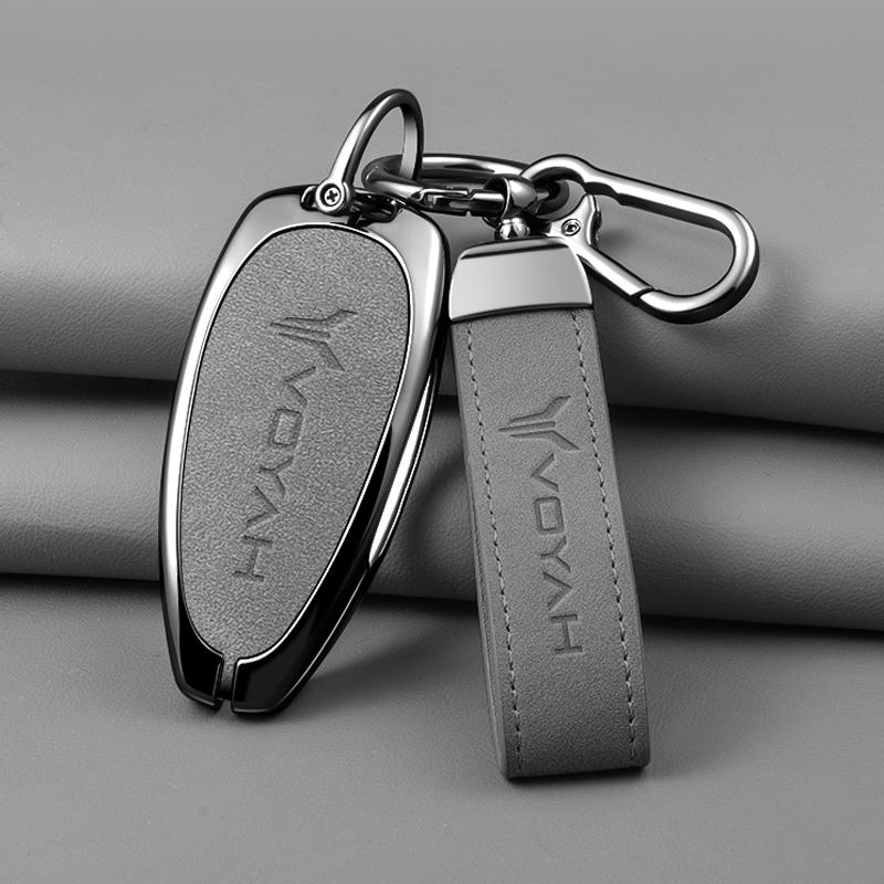 Zinc Alloy Leather Car Smart Key Holder For Voyah Free I-Land Dreamer Key Fob Car Key Case