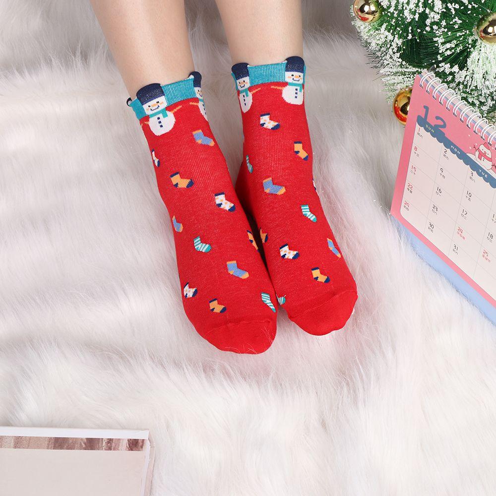 Women Multi-Color Xmas Gifts Winter Warm Stereoscopic Christmas Socks Cotton