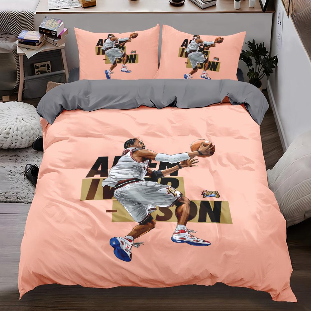Basketball Star Bedding Set Cute Cartoon Version Of Basketball Star K-Kobe Duvet Cover Pillowcase Twin Queen Size